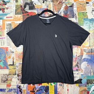 US Polo‎ Assn Black T Shirt Mens Large V Neck Short Sleeve Casual
